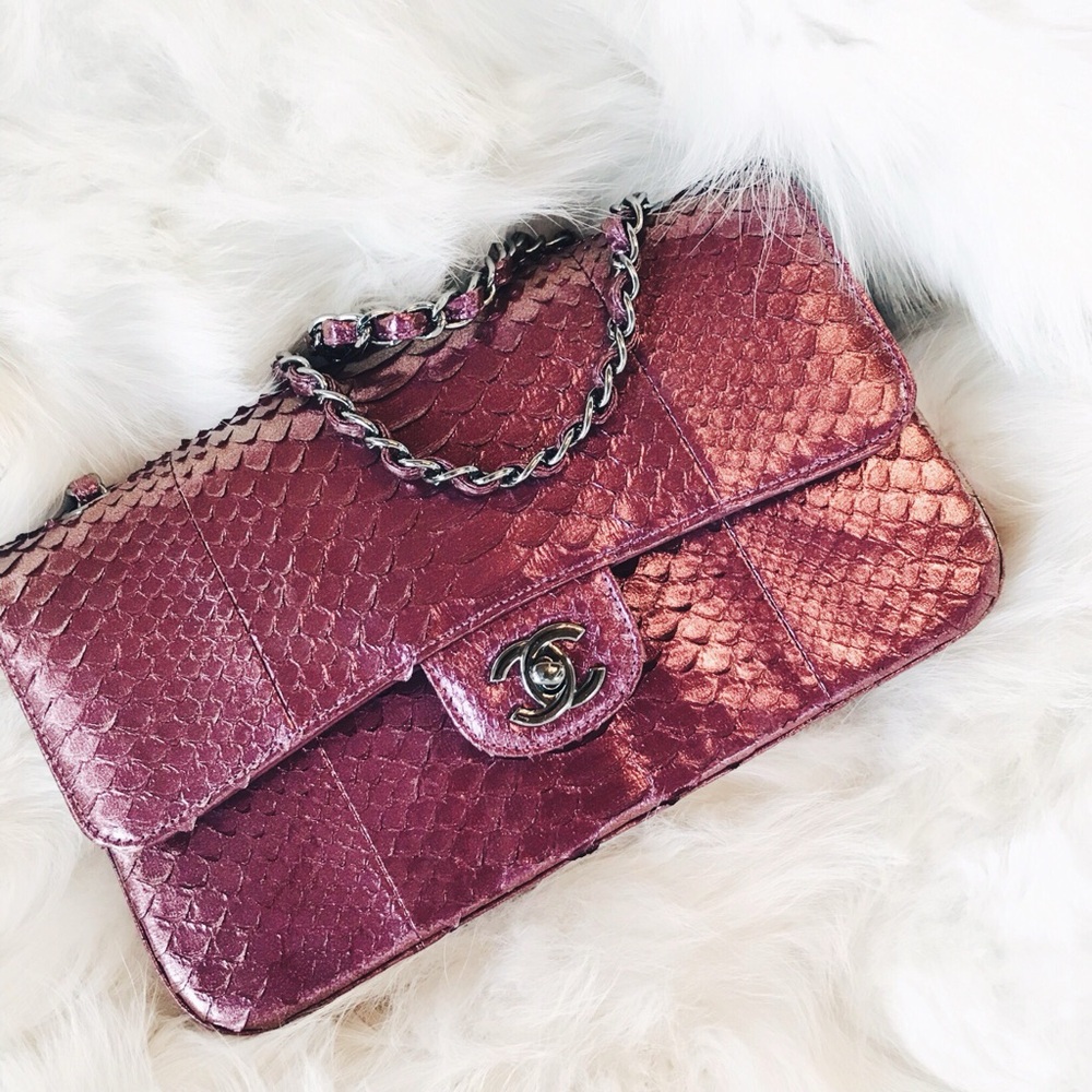 Rare Chanel Python Flap Bag - Purple Metallic / Silver Hardware / Only 1 Made 💜